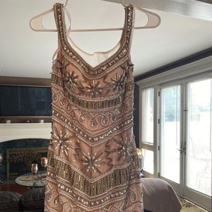 RACHEL ALLEN NUDE BEADED HOMECOMING DRESS SZ 4 SHORT DRESS